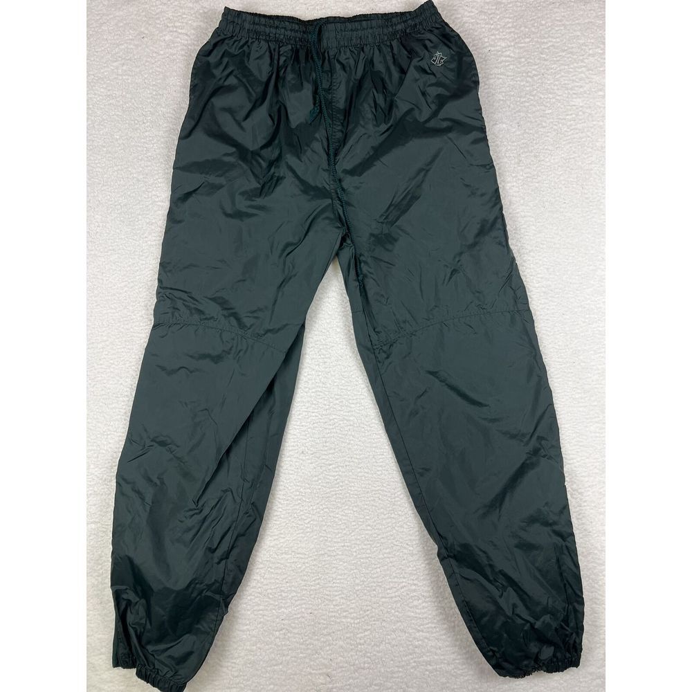 Vtg Jerzees Pants Mens Medium Green Nylon Elastic Waist Y2K‎ Windbreaker Track